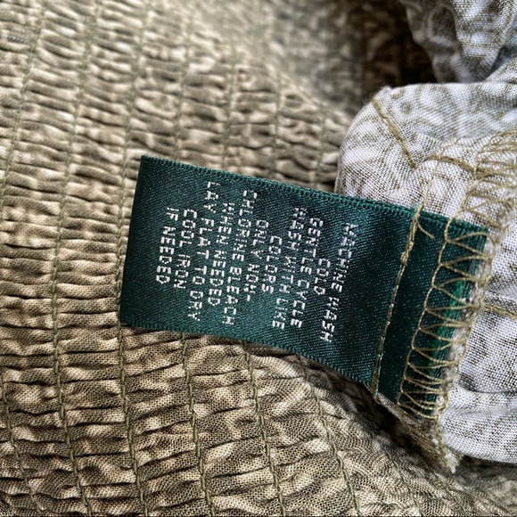 Ralph Lauren Ruffle Midi Skirt in Olive Green Print Stamp Floral French Motif - Picture 6 of 7